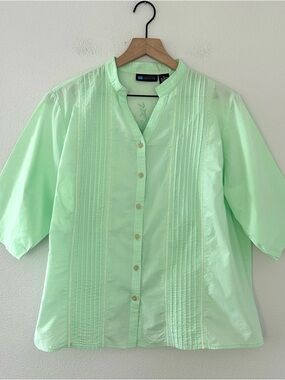 Vintage RELATIVITY 100% Cotton Mint Green Button up Embroidery Sz Plus 1X  Boho